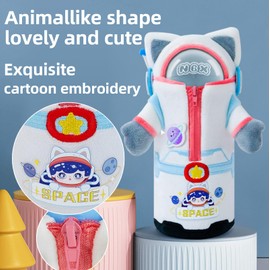 NewmeBox Plush Pencil Pen Case and Holiday Gift 2 in 1,Standable and Cylindrical Animal Shape,3 Creative Features,for School Supplies College Students,Girls and Boys (Astronaut)