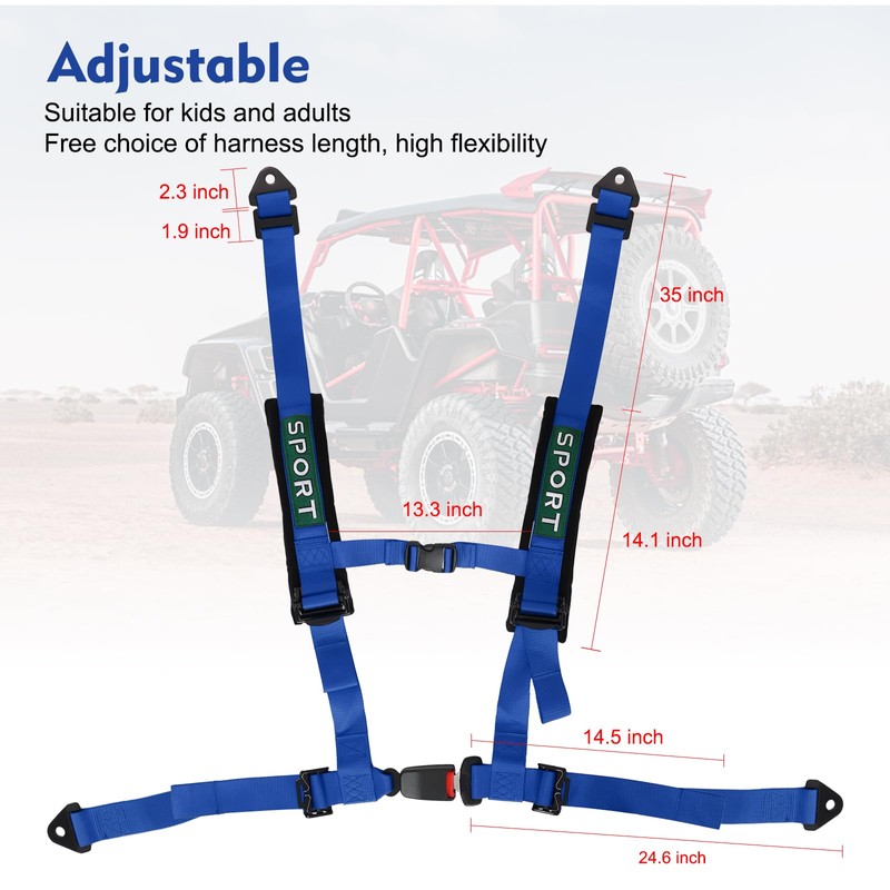 DING-PAI 4 Point Bucket Racing Harness With Padding Heavy Duty