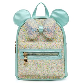 YONNEHE Toddler Girls Bling Glitter Bowknot Backpack Kindergarten Preschool Mini Backpack Kids Children Satchel Purses Daypack (green), Small