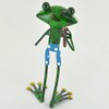 FABULOUS GREEN METAL GARDEN FROG WITH BINOCULARS SCULPTURE ORNAMENT FIGURE