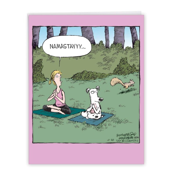 Namastayyy - Funny Dog Birthday Card with Envelope (Extra Large 8.5 x 11 Inch) - Humorous Yoga, Zen Stationery Notecard for Women, Girls - Animal Cartoon Design J1777BDG