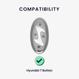 kwmobile Premium Leather Car Key Protective Case Compatible with Hyundai 7-Button Ioniq 6 Grandeur GN7 KONA 2023 Case - Key Bag - Brown