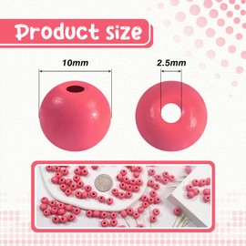 TOAOB 10 mm 300 Pieces Wooden Beads Round Natural Dark Pink Wood Beads Crafts for DIY Handmade Decorations Jewellery Crafts Making