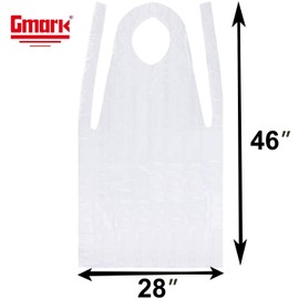 Gmark Poly Apron Individual Wrapped, Disposable PE Waterproof, Food, Cooking 100pcs GM0002