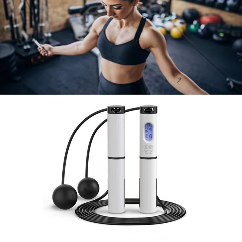 Counting Jumping Rope Black Weighted Handle Intelligent Counting Skipping Rope