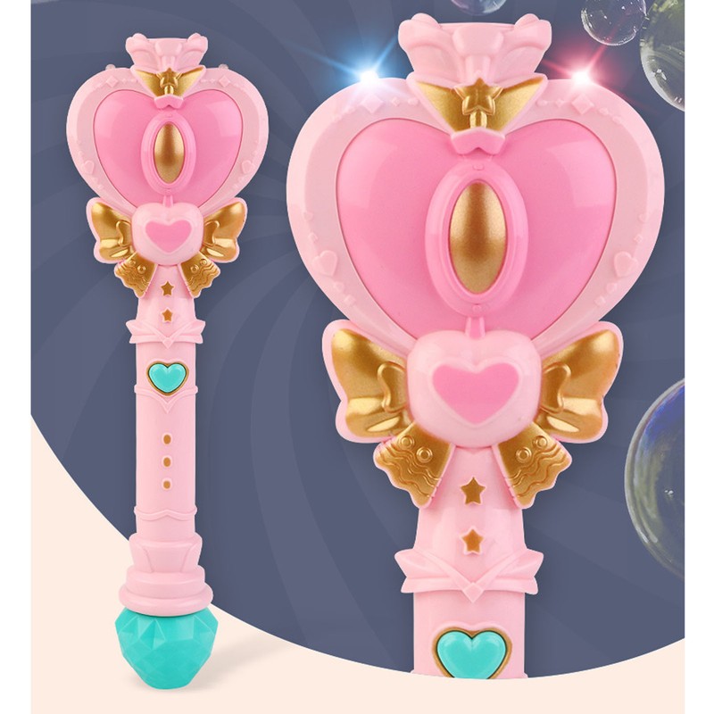 Light Up Bubble Blower Wand Heart Shape Handheld Electric Bubble