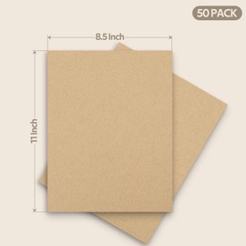Golden State Art, 50 Pack 8.5x11 Corrugated Cardboard Sheet Flat Cardboard Pads Inserts, 1/16" Thick, Great for Crafts, Mailing, Packaging (Kraft Brown)