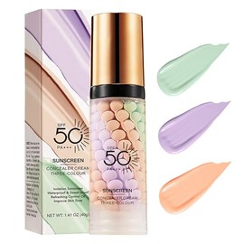 Imprimación 3 en 1 para la cara antes del maquillaje, crema aislante de protección solar, SPF 50, corrector de color en un solo paso, difumina imperfe