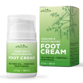 Pumice Valley Foot Cream for Dry Cracked Feet and Heels - Natural Moisturizer, Corn, Calluses Treatment - Skin, Body Lotion, Panthenol, Tea Tree Oil, Menthol 1.7 Oz