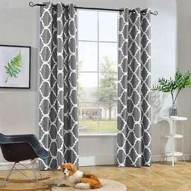 Melodieux Moroccan Fashion Room Darkening Blackout Grommet Curtain for Living Room/Bedroom, 42 by 96 Inch, Grey (1 Panel)