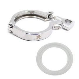 QiiMii Stainless Steel 304 Single Pin Heavy Duty Tri Clamp with Wing Nut for Ferrule TC 2.5" with 1 pc Silicone Gasket