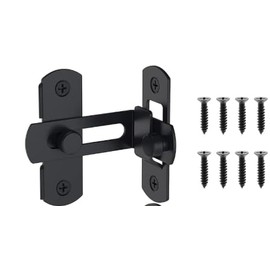 90 Degree Flip Sliding Barn Door Lock，Stainless Steel Latch Buckle for Enhanced Security, Screen Door Stopper Lock Hook Eye Lock for Barn，for Garden, Bathroom, Outdoor, Garage, Window Black, 1 Pack