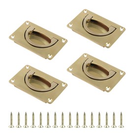Antrader Boat Ring Hatch Pull Flush Lift,4Pcs Boat Flush Hatch Lift Ring Pull Handle Home Furniture Recessed Handle with Screws,Gold
