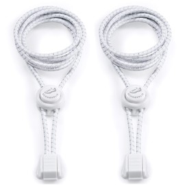 Schnürrlie Lace-up elastic shoelaces – quick lacing system with rubber and without ties – for children, adults, 1 pair., white