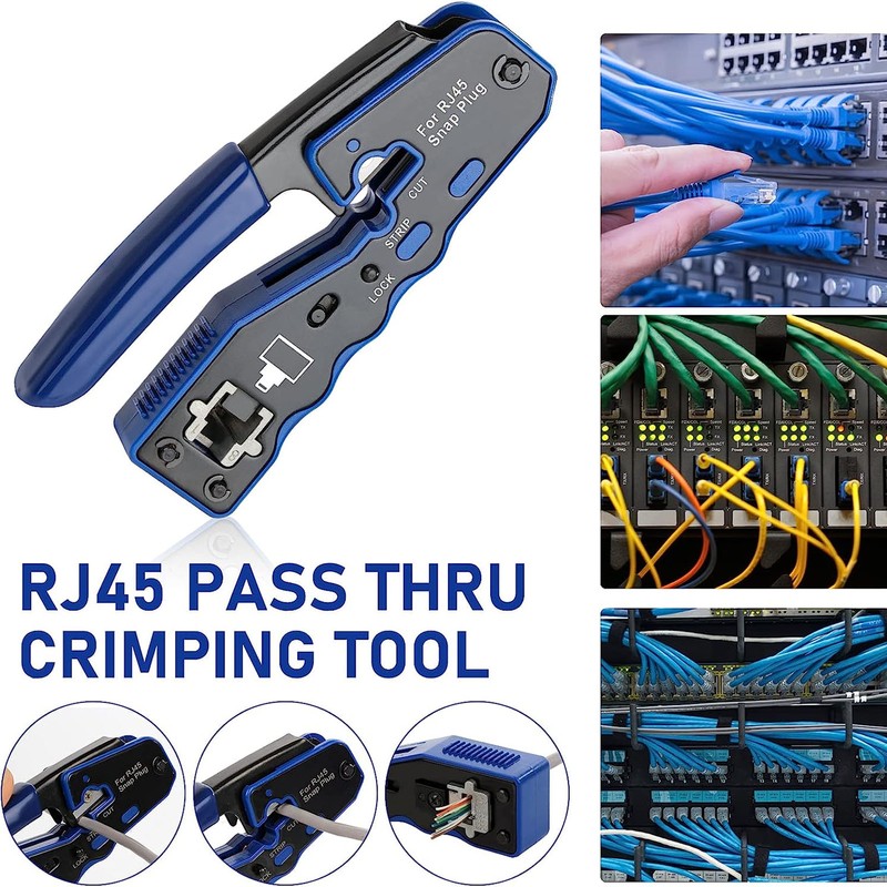 RJ45 Crimp Tool Kit 8P8C Modular Connectors Wire Stripper Pliers