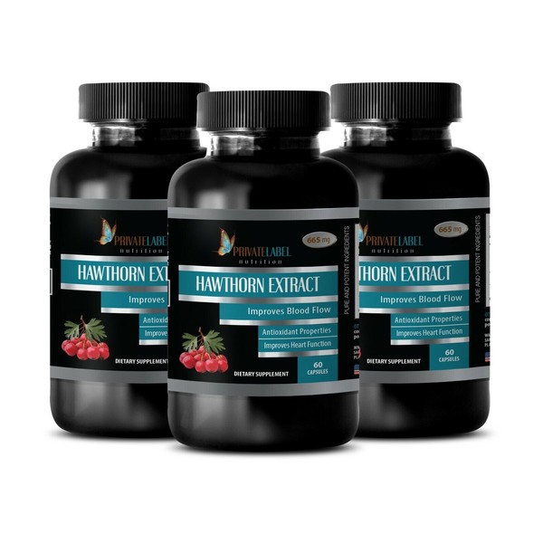 Hawthorn Berry Extract - Cardiovascular Support - Heart Health - 3 Bot, 180 Caps