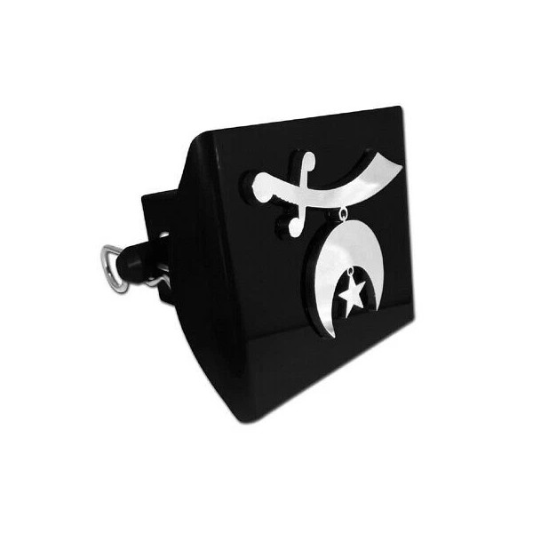 Elektroplate Shriner Emblem on Black Plastic Hitch Cover