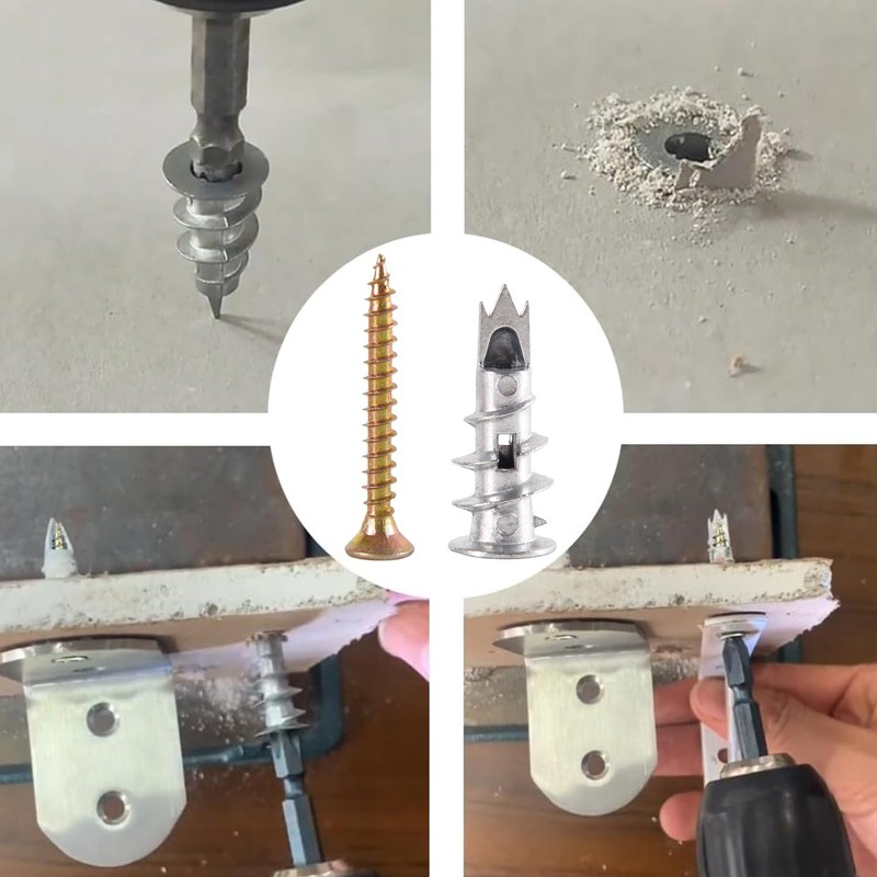 54 Pcs Plasterboard Fixings Heavy Duty with Plasterboard Screws,Self Drill