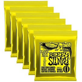 Ernie Ball Guitar Strings, Beefy Slinky Electric-0.011-.054 (6 Pack Bundle), Optimal for Detuning, Nickel Plated Steel, Carbon Steel