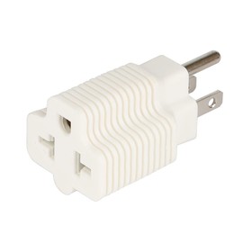 Nema 15 Amp to 20 Amp Plug Adapter Listed NEMA 5-15P to 5-15/20R +6-15/20R (Comb 20Amp T Blade) 15 Amp Household Plug to 20 Amp T-Blade AC Power Adapter White