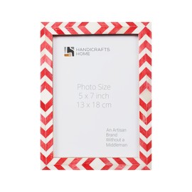 Handicrafts Home Picture Frames - Chic Boho Wall Décor Photo Frame, Red-White 5" x 7"