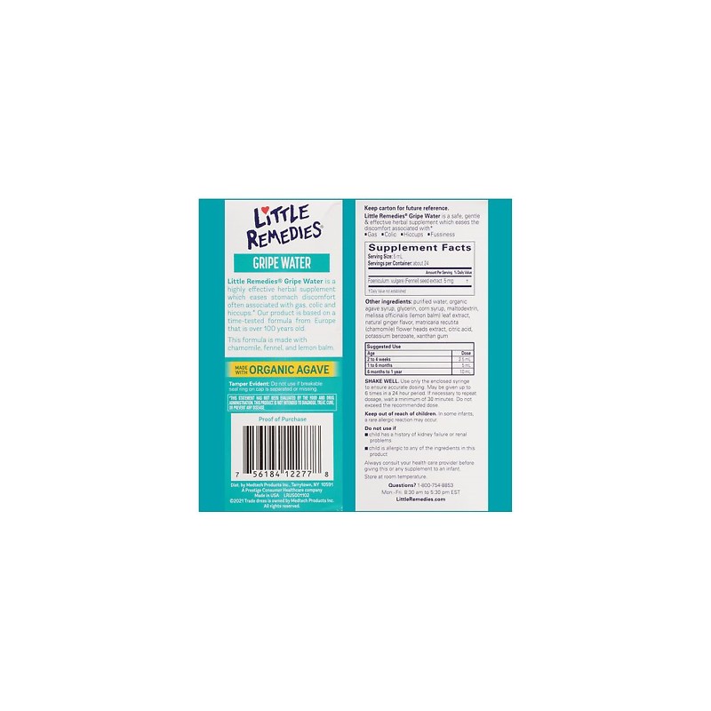 Little Remedies Gripe Water Supplement Stomach Discomfort Relief Liquid 4