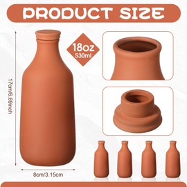 DoubleFill 4 Pcs 18oz Ollas Terracotta Watering Pots Self Watering Planter Insert Terracotta Globes Clay for Outdoor Indoor Garden Plants, Easy to Refill