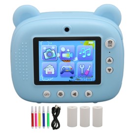 Instant Camera 2.4in IPS Screen Dual 24MP Camera USB Charge Video Recording Kids Camera with Paper Rolls for Kids Family