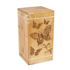 Hind Handicrafts Handcrafted Floral Engraved Wooden Urns for Human Ashes Adult Large - Cremation Urn for Ashes - Burial Urn for Columbarium - Funeral Urn Box (Floral Butterfly 1, 250 LB - Hardwood)