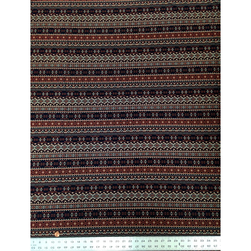 Navy & Brown Tribal Print on Stretch Lightweight ITY Knit