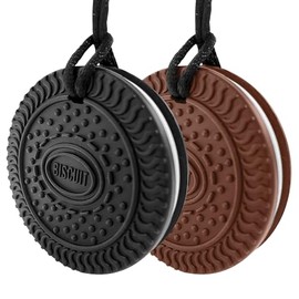 Collares masticables para niños y adultos sensoriales, paquete de 2 ayudas orales motoras de silicona, collares masticables sensoriales para autismo, 