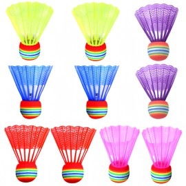 Loopunk Shuttlecocks - Coloured Badminton Shuttlecocks, Hit-Resistant Toy Balls Colorful Training Ball, Lightweight Nylon and Plastic Shuttlecocks, for Indoor Outdoor Sports Fitness Game 12 Pcs