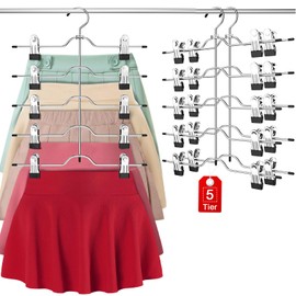 Pants Skirt Hangers with Clips, 2 Pack Pant Hangers Skirt Hangers Space Saving Closet Hanger Organizer Closet Organizers and Storage