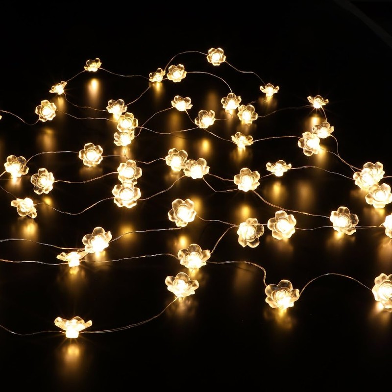 Noma Solar Fine Wire Lights, 50 Warm White Rose LED's