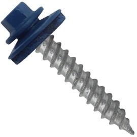 Metal Roofing Screw: (250) 12 x 1-1/2" Gallery Blue Hex Sheet Metal Roof Screw. Sharp Point Metal to Wood siding Screws. 5/8" EPDM Washer.