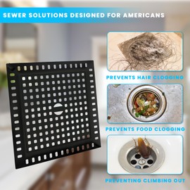 Ortarco 4.7" Shower Drain Hair Catcher, Shower Drain Cover Bathroom Tub Drain Hair Catcher for lavatory Kitchen and Balcony Drain Strainer, Square Shower Hair Catcher with Stainless Steel and Silicone