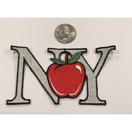 BIG APPLE IRON ON EMBROIDERED NEW YORK PATCH. Approx. 4"x 2.5”  BEAUTIFUL!