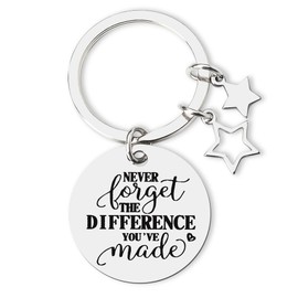 Sisadodo Birthday Gift for Friend Leaving Gifts for Colleagues Leader Never Forget The Difference You've Made Keychain for Women Men Thank You Gift for Nurse Coworker Retirement Keyring for Teacher