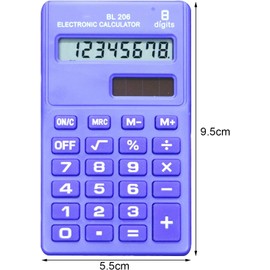 Blue Basic Standard Calculators Mini Digital Desktop Calculator, Solar Power Smart Calculator Pocket Size Basic Office for Home School Office