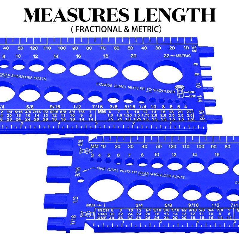 Hoteam 2 Pieces Nut Bolt Thread Gauge Checker Plastic Bolt