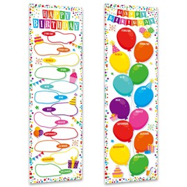 Confetti Happy Birthday Poster Chart Calendars Bulletin Board Decorations Colorful Birthday Classroom Wall Door Decor for Bulletin Boards Nursery Home Kindergarten Back to School Supplies