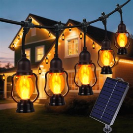 Zeiliuled Solar Flame String Lights, 21FT Solar String Lights Outdoor Waterproof with 10 Flickering Flame Bulb,Shatterproof Solar Power Patio Lights with for Yard Bistro Porch Garden Camping Decor