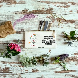 Mr. & Mrs. Panda Cosmetic Bag Small Unicorn Sad with Saying White