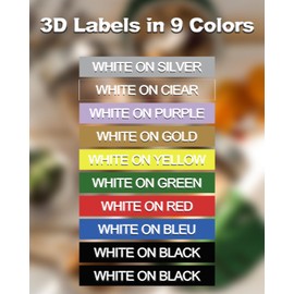 10 Pack 3D Embossing Label Compatible for Dymo Lable Maker 3/8 Inch Plastic White on Black/Silver/Clear/Gold/Yellow/Red/Blue/Green/Purple Compatibel for Dymo Embossing Label Maker 12965 12966 1550