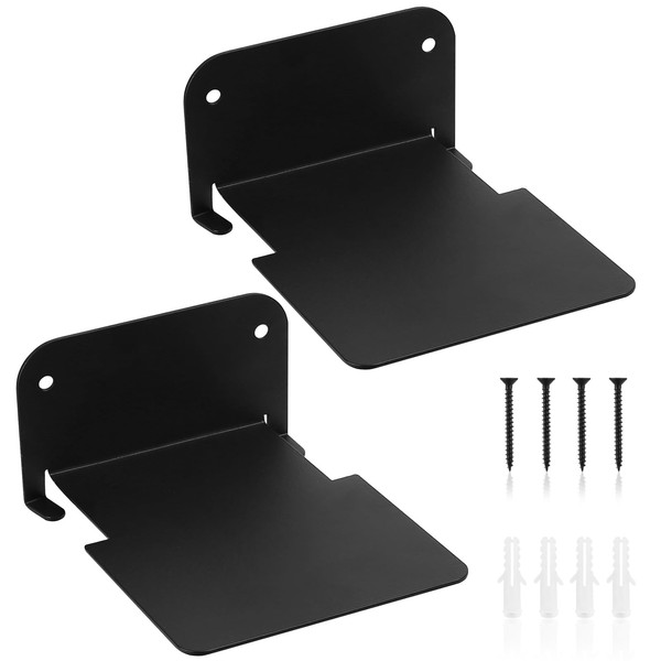 2 Pcs Black Small Floating Shelf, Metal Small Black Floating