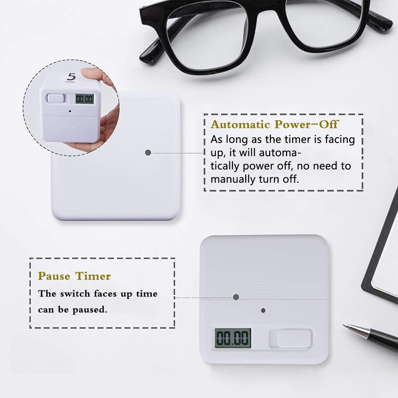 DQDEDIAN Rotating Productivity Timer, 1/3/5/10 Mins Preset, Desk Cube Countdown