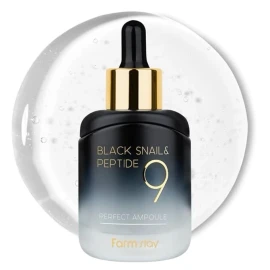 FarmStay Black Snail & Peptide9 Ampoule – Korean Skin Care Snail Mucin Serum for Repair, Firming & Glow