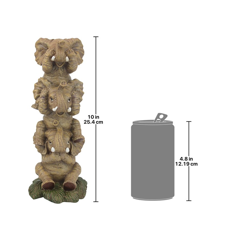 Design Toscano NG33769 Hear-No, See-No, Speak-No Evil Stacked Elephants Collectible