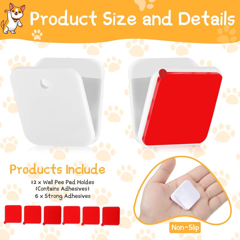 Yalikop 12 Pcs Wall Pee Pad Holder Dog Potty Training