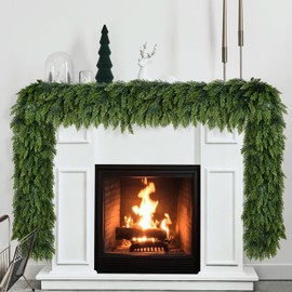 6 Ft Real Touch Christmas Cedar Garland, Realistic Faux Pine Garlands, Green Artificial Greenery Garland for Winter Home, Mantle, Fireplace, Mantle Fireplace Table Home Decoraiton- Green Cedar